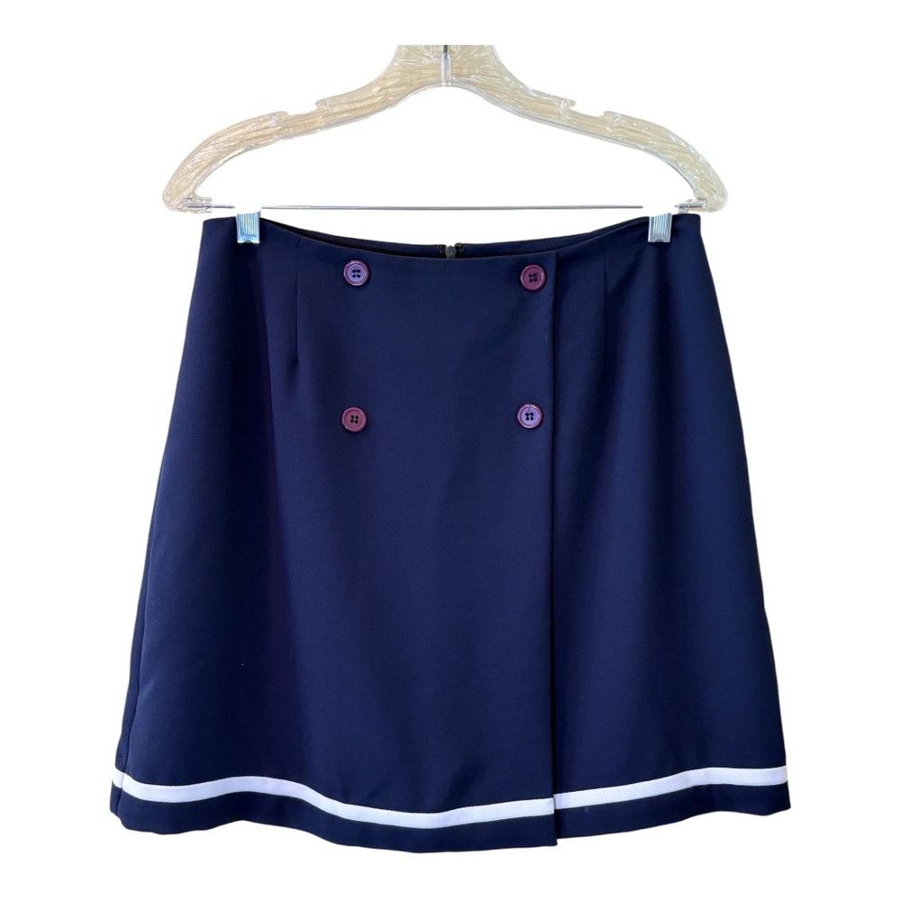 Talbots Navy A-Line Sailor  Skirt with White Trim and Buttons